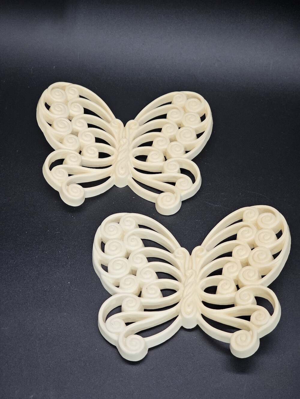 Vintage 1970s Burwood / Homco Butterfly Wall Decor Plaques - Set of 2